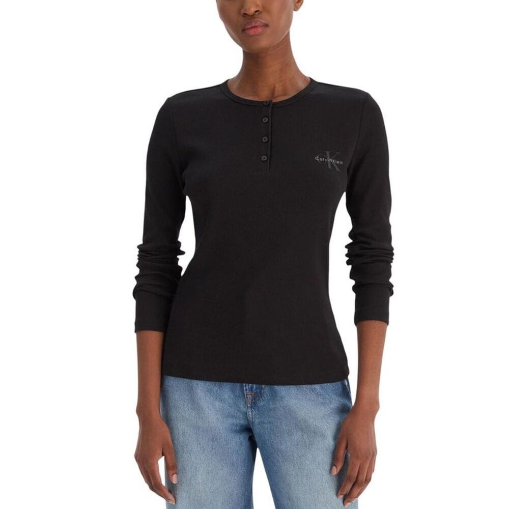 Calvin Klein Jeans Black Cotton Long Sleeve Women's T-Shirt